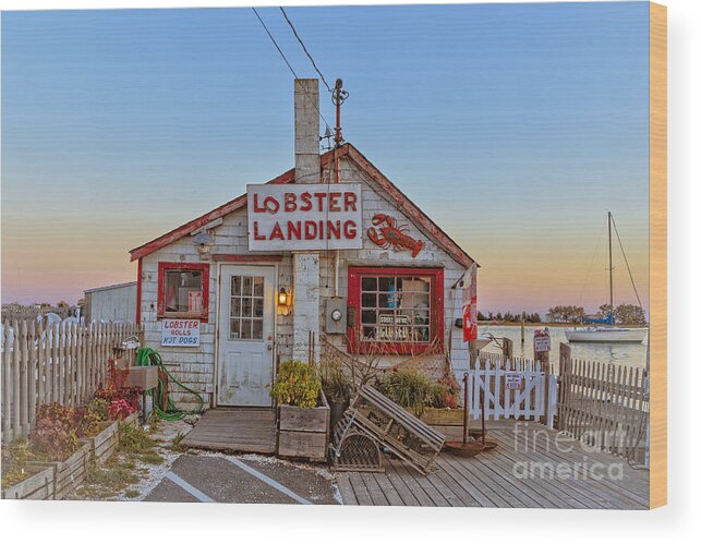 Lobster Wood Print featuring the photograph Lobster Landing Sunset by Edward Fielding