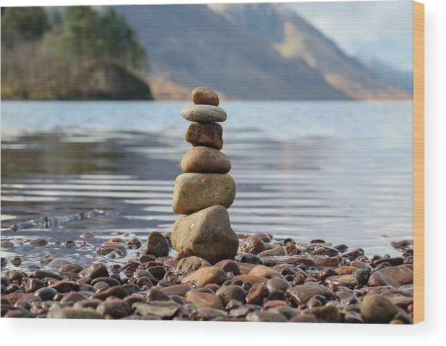 Stones Wood Print featuring the photograph Loch Shiel Stacked Stones by Holly Ross