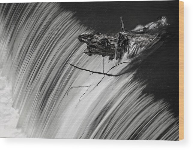Falls Wood Print featuring the photograph Log in the Falls by George Taylor