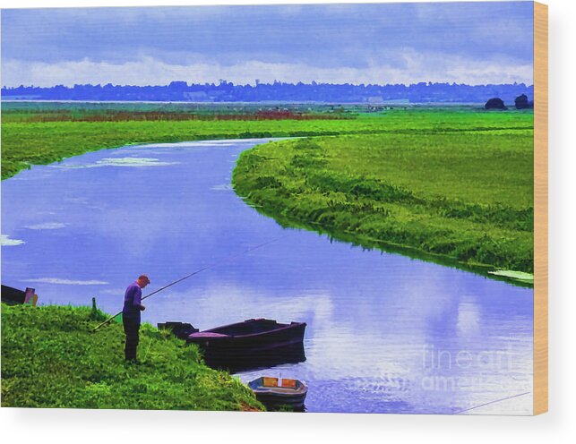 Rural France Wood Print featuring the photograph Lone Fisher by Rick Bragan