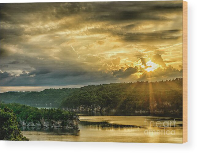 Long Point Wood Print featuring the photograph Long Point Summersville Lake Sunrise by Thomas R Fletcher