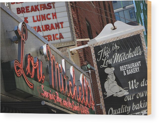 Lou Mitchell's Restaurant Wood Print featuring the photograph Lou Mitchells Restaurant And Bakery Chicago by Colleen Cornelius