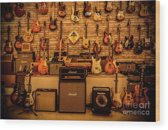 Guitar Wood Print featuring the photograph Loud Corner by Ksenia VanderHoff