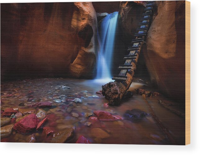 Waterfall Wood Print featuring the photograph Lower Falls at Kanarra Canyon by Dave Koch