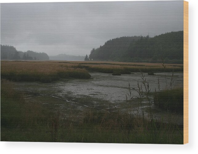 Low Tide Mist Willapa Wood Print featuring the photograph Lowtide Mist Willapa by Dylan Punke
