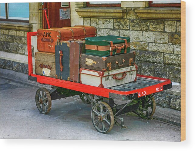 Vintage Wood Print featuring the photograph Luggage to go by Chris Smith