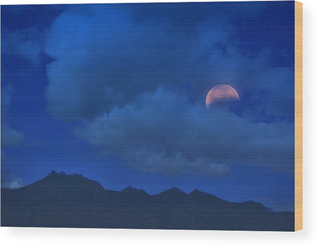 Blood Moon Wood Print featuring the photograph Lunar Eclipse Hide and Seek by Saija Lehtonen