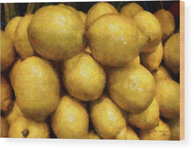 Lemons Wood Print featuring the painting Luscious Lemons by RC DeWinter