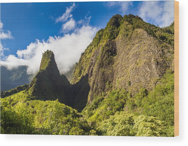 Maui Wood Print featuring the photograph Lush Iao Needle Maui by Pierre Leclerc Photography
