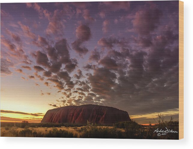Uluru Wood Print featuring the photograph M O R N I N G by Andrew Dickman