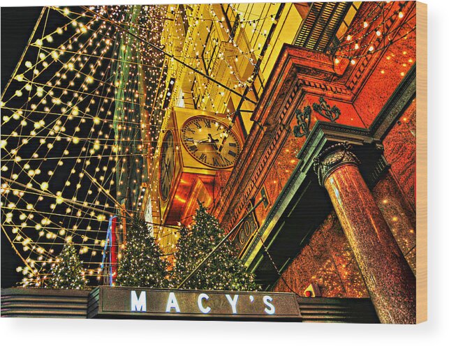 Macy's Wood Print featuring the photograph Macy's Christmas Lights by Randy Aveille