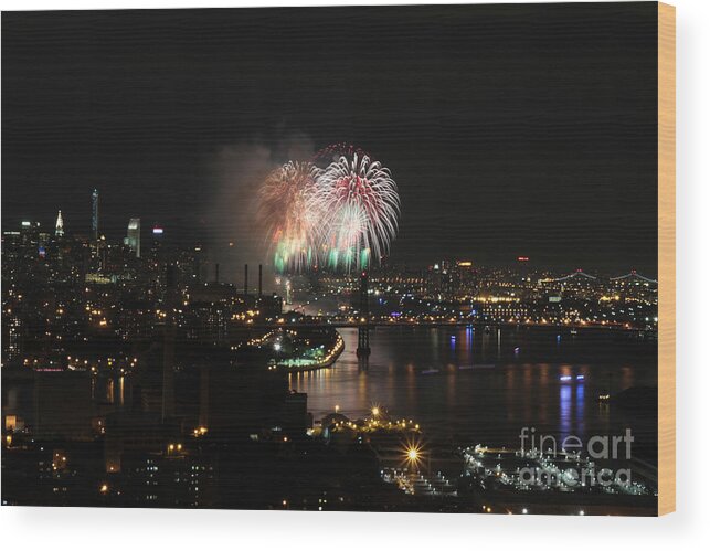 Fireworks Wood Print featuring the photograph Macy's July 4th 2015 Fireworks-4 by Steven Spak