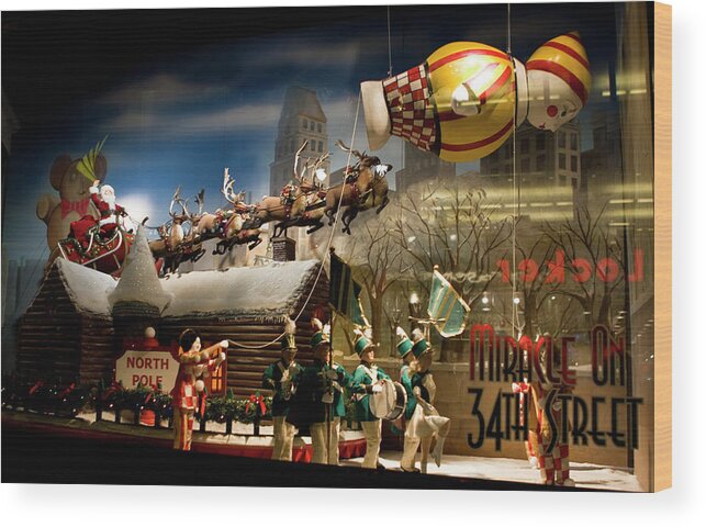 New York City Wood Print featuring the photograph Macy's Miracle on 34th Street Christmas Window by Lorraine Devon Wilke
