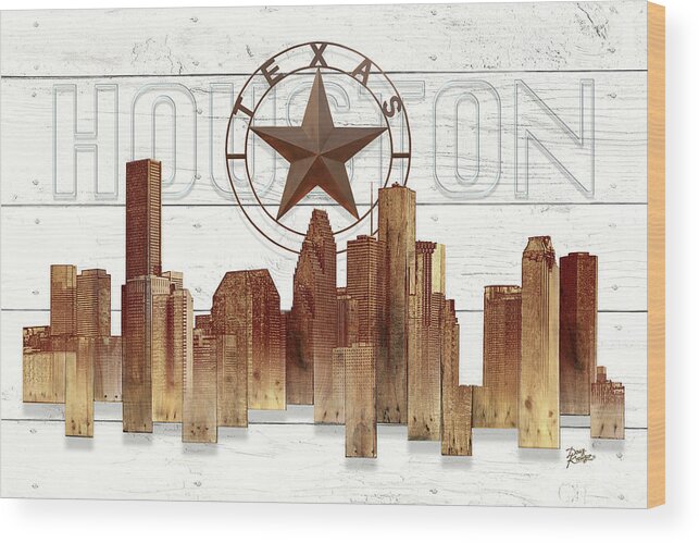 High Gloss Metal Art Studio Houston City Skyline Reverse-Printed Acrylic