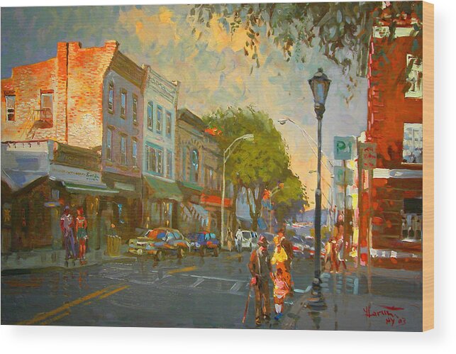 Main Street Wood Print featuring the painting Main Street Nyack NY by Ylli Haruni