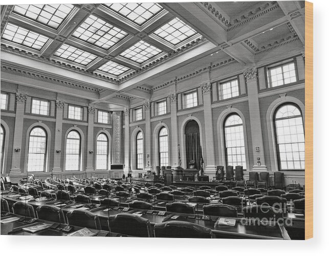 Maine Wood Print featuring the photograph Maine Capitol House of Representatives Chamber by Olivier Le Queinec