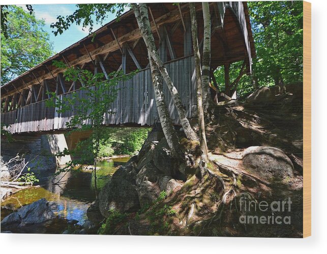 Maine Covered Bridge Wood Print featuring the photograph Maine Covered Bridge by Steve Brown