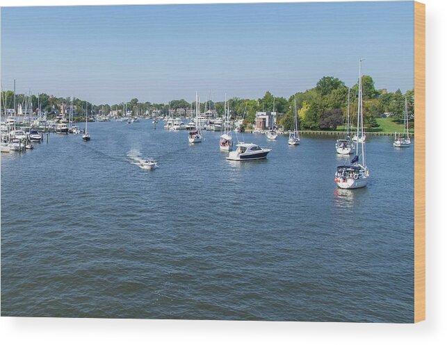 Boats Wood Print featuring the photograph Making Way Down Spa Creek by Charles Kraus