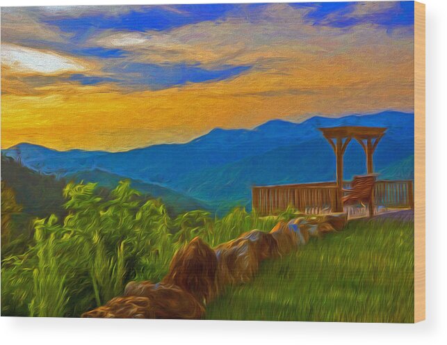 Mountains Wood Print featuring the photograph Blue Ridge Sunset from Mama Gertie's Hideaway by Ginger Wakem