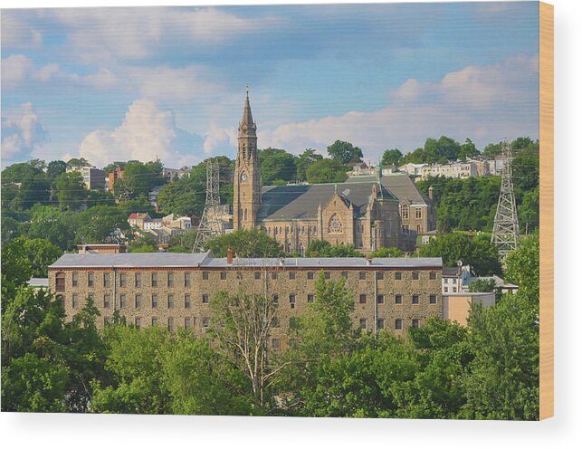 Manayunk Wood Print featuring the photograph Manayunk - St John the Baptist - Scofield Mill - Philadelphia by Bill Cannon