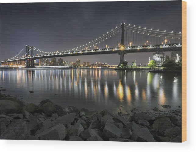 New York Wood Print featuring the photograph Manhatten Bridge by Robert Fawcett