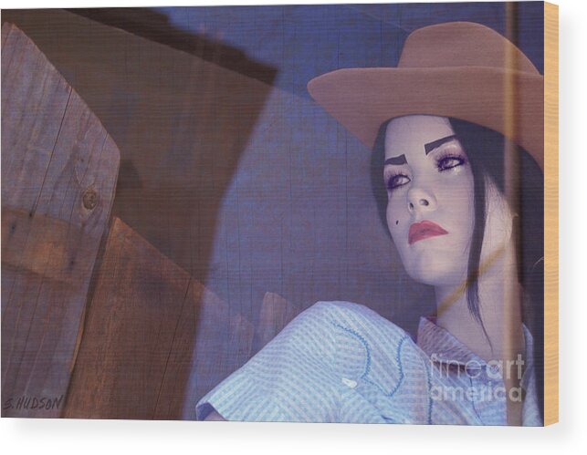 Reflection Wood Print featuring the photograph mannequin reflections - Cowgirl by Sharon Hudson