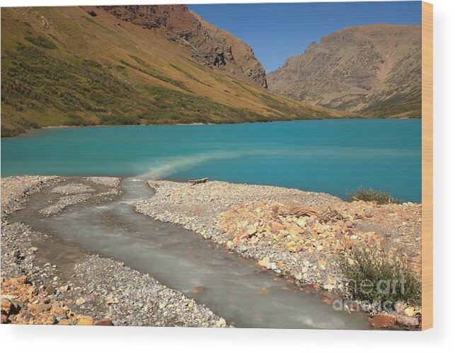Cracker Lake Wood Print featuring the photograph Many Glacier Glacial Lake by Adam Jewell