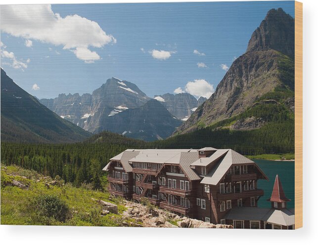 Glacier Wood Print featuring the photograph Many Glacier Hotel by Bruce Gourley