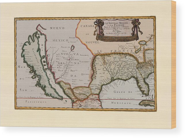 Map Of America Wood Print featuring the photograph Map Of America 1679 by Andrew Fare