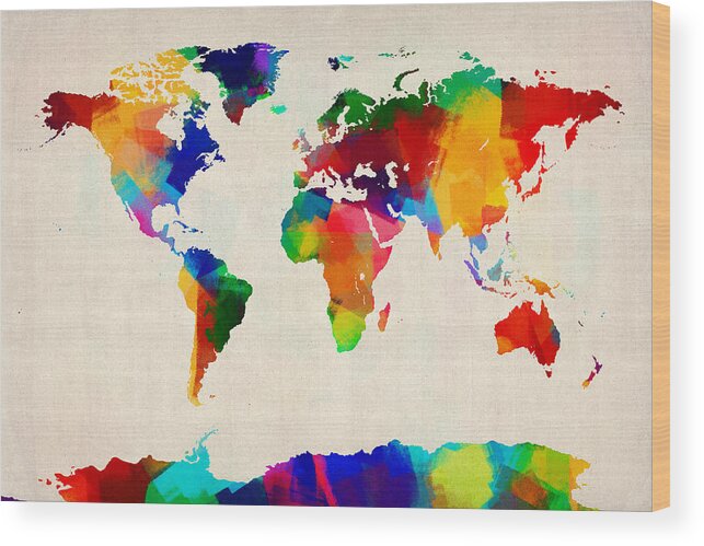Map Of The World Wood Print featuring the digital art Map of the World Map by Michael Tompsett