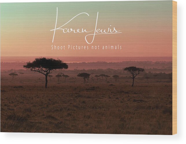#masaimara #dawn #sunrise #kenya #africa #landscape #acaciatrees #blush #blushingdawn #karenlewis Wood Print featuring the photograph Mara Blushing Dawn by Karen Lewis