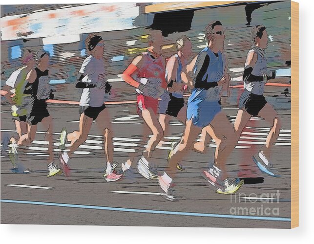 Clarence Holmes Wood Print featuring the photograph Marathon Runners II by Clarence Holmes