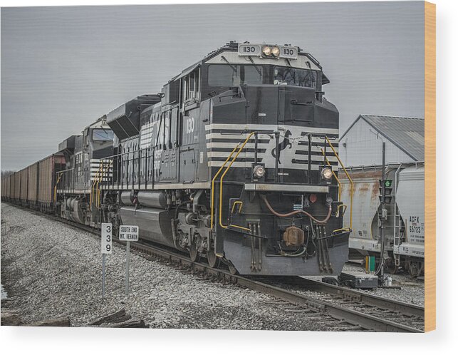 Evansville Western Railway Wood Print featuring the photograph March 18. 2015 - Norfolk Southern loaded coal train NDN-1 by Jim Pearson