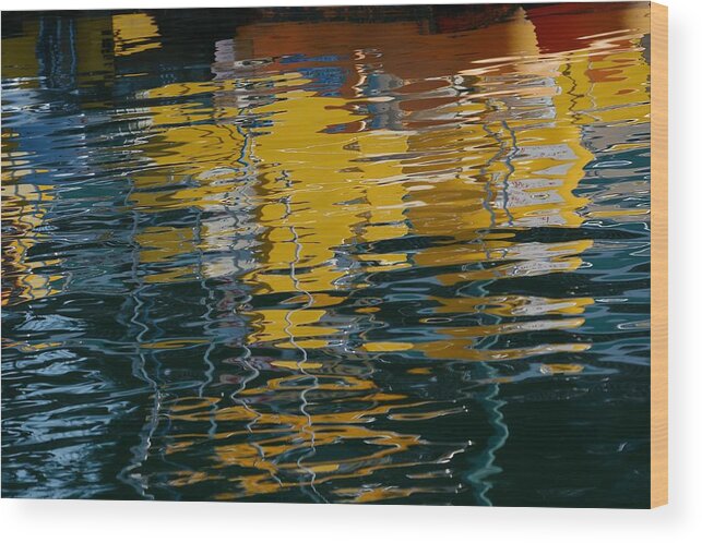Water Reflections Wood Print featuring the photograph Marina Water Abstract 2 by Fraida Gutovich