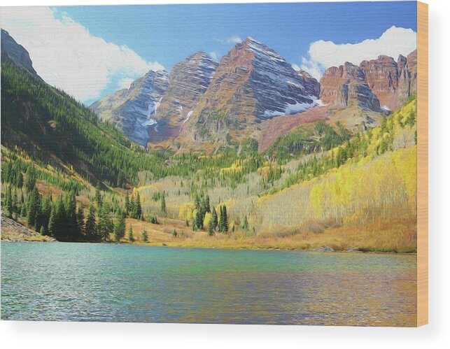 Colorado Wood Print featuring the photograph The Maroon Bells Reimagined 2 by Eric Glaser