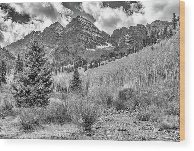 Colorado Wood Print featuring the photograph Maroon Creek Monochrome by Eric Glaser