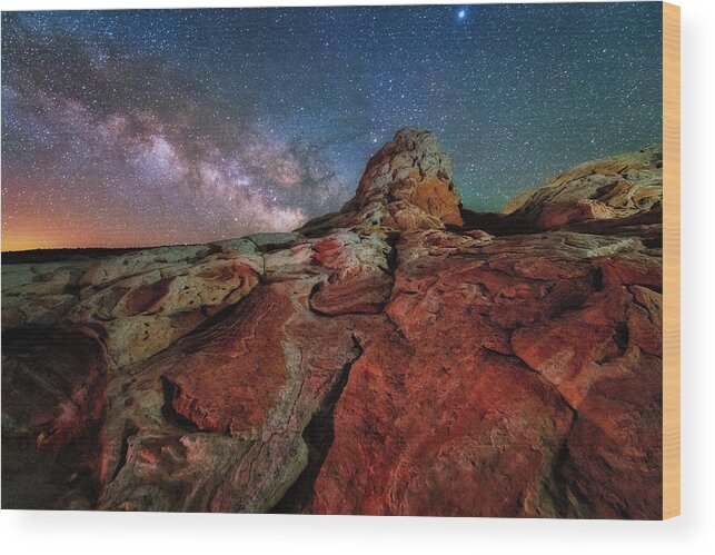 Milky Way Wood Print featuring the photograph Mars or White Pocket Milky Way by Michael Ash