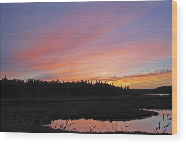 Nature Wood Print featuring the photograph Marsh Sunset by Tasha ONeill