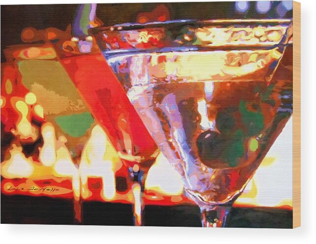 Martini Wood Print featuring the painting Martinis by Lelia DeMello