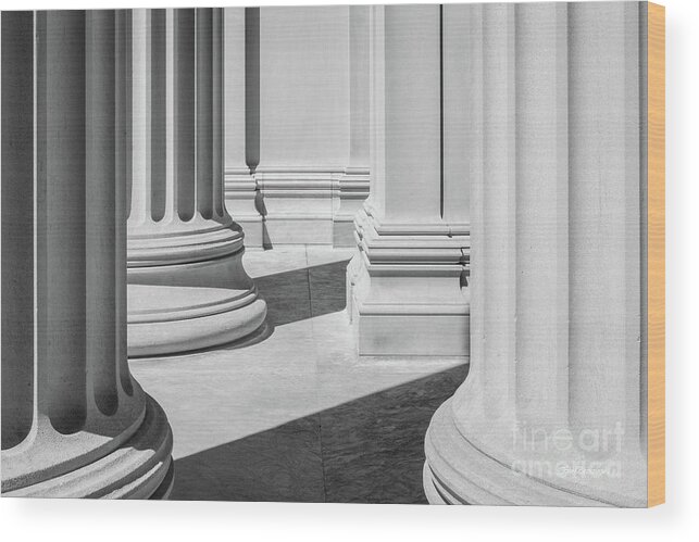 Mit Wood Print featuring the photograph Massachusetts Institute of Technology Columns 1 by University Icons
