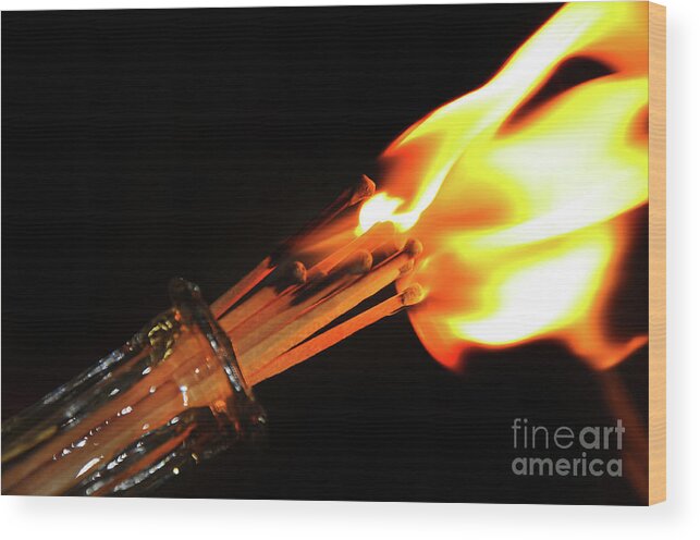 Matchstick Inferno Wood Print featuring the photograph Matchstick Inferno 2 by Andee Design