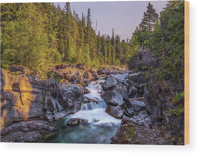 Falls Wood Print featuring the photograph McDonald Creek Falls by Peter Tellone