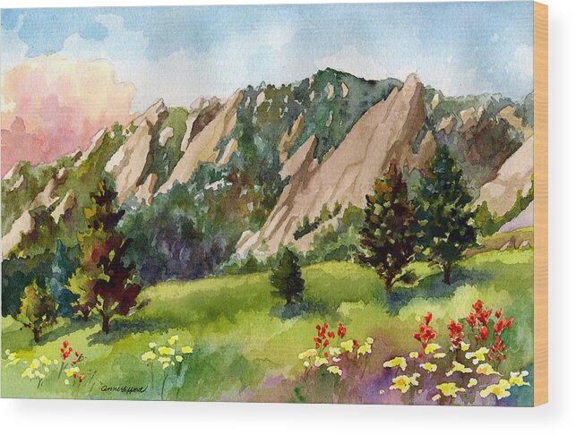 Mountains Art Paintings Wood Print featuring the painting Meadow at Chautauqua by Anne Gifford