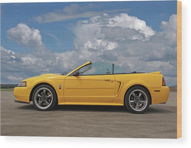 Ford Mustang Wood Print featuring the photograph Mellow Yellow 1999 Mustang by Gill Billington
