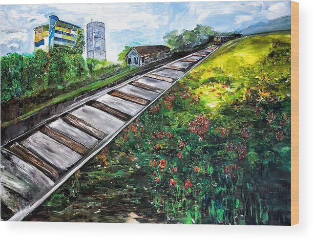 Commonwealth Singapore Wood Print featuring the painting Memories of Commonwealth by Belinda Low