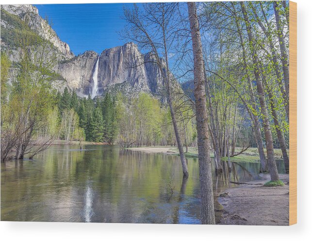 Blue Sky Wood Print featuring the photograph Merced River in Spring by Scott McGuire