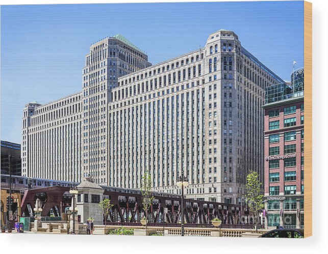 Art Wood Print featuring the photograph Merchandise Mart Overlooking the L by David Levin