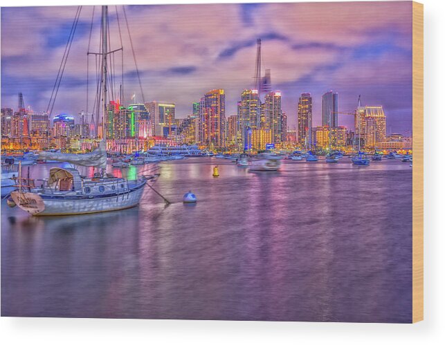 San Diego Wood Print featuring the photograph San Diego Harbor Dreamy by Joseph S Giacalone