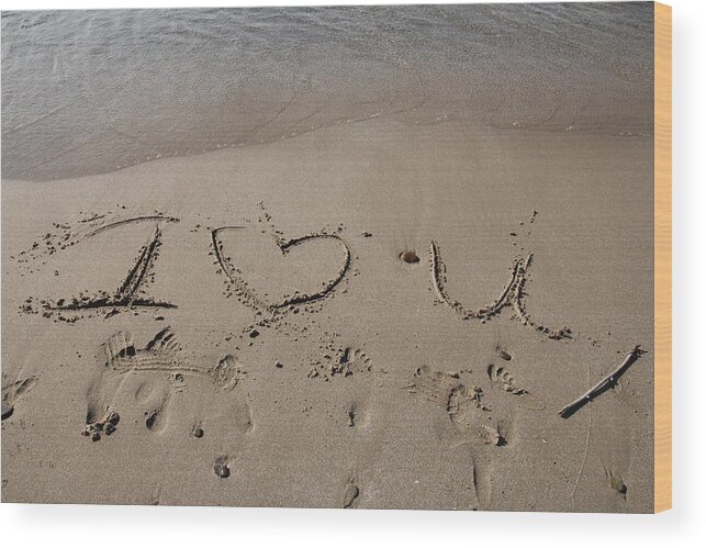 I Love You Wood Print featuring the photograph Message in the Sand by Valerie Collins