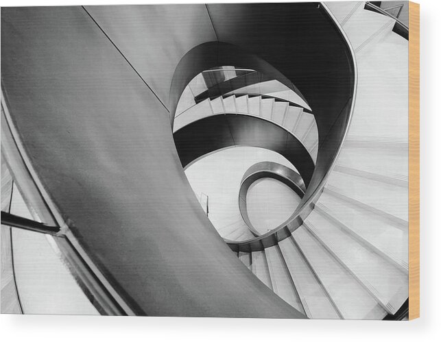 Spiral Staircase Wood Print featuring the photograph Metal Spiral Staircase London by John Williams
